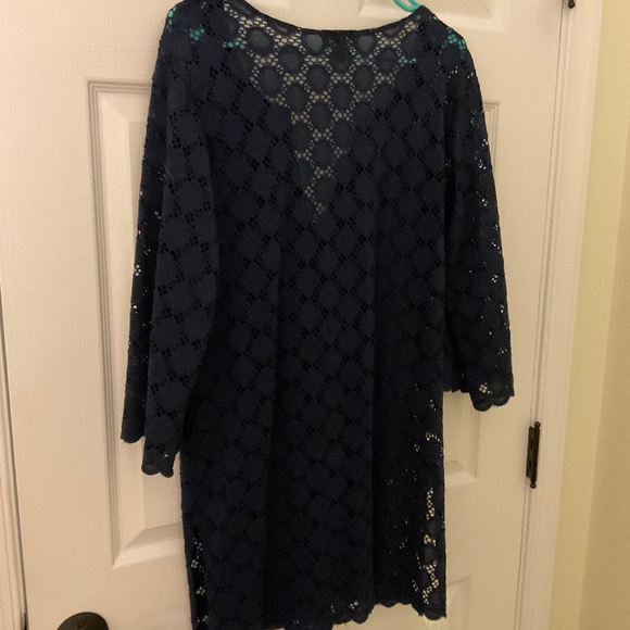 LADIES V NECK NAVY BLUE  BEACH COVERUP. . L. VERY GOOD!  REALLY CUTE!!! - Picture 8 of 10